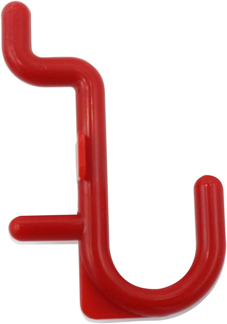 ColorStorm Pegboard Hooks - 12 pk J Style for Peg Board Hooks Tool Organizer Red Peg Hook Accessories