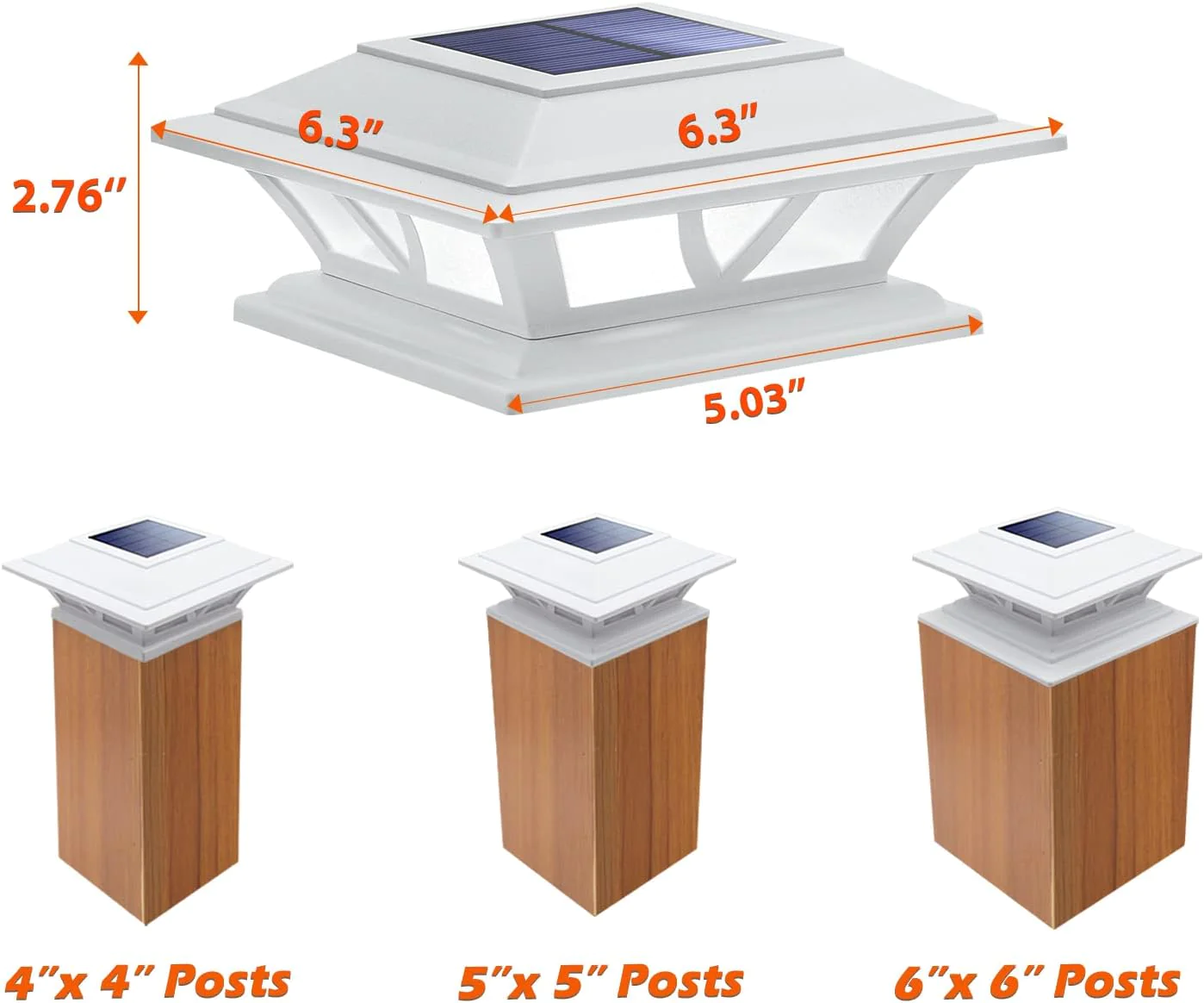Siedinlar Solar Post Lights Outdoor 2 Modes LED Fence Deck Cap Light for 4x4 5x5 6x6 Posts Garden Patio Decoration Warm White/C