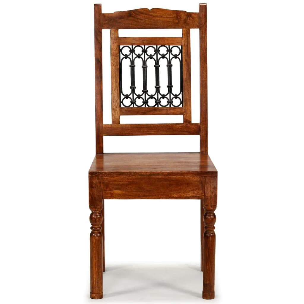 vidaXL 4X Solid Wood Dining chairs with Sheesham Finish classic Kitchen Buffet Stool Stand Wooden Side chair Seating Furniture B