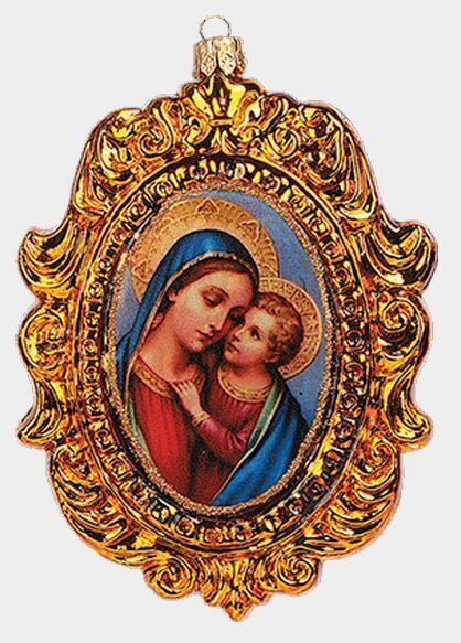 Great Choice Products The Madonna With Baby Jesus Portrait Polish Mouth Blown Glass Christmas Ornament