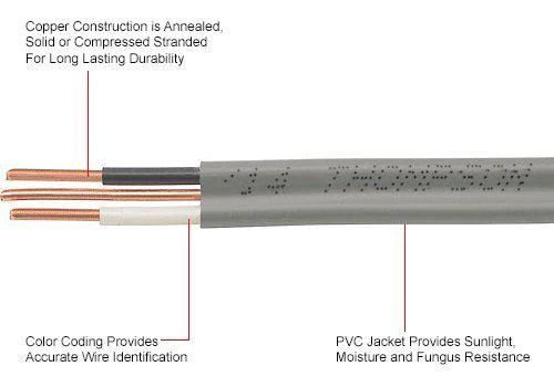 stock wire 10/2 uf-b wire, underground feeder and direct earth burial cable (50ft cut)