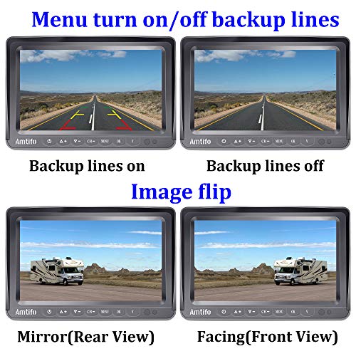 Amtifo Wireless Backup Camera for RVs Trucks Trailers with 7 Inch Monitor HD 1080P Rear View Camera System for Adapter Compatible with