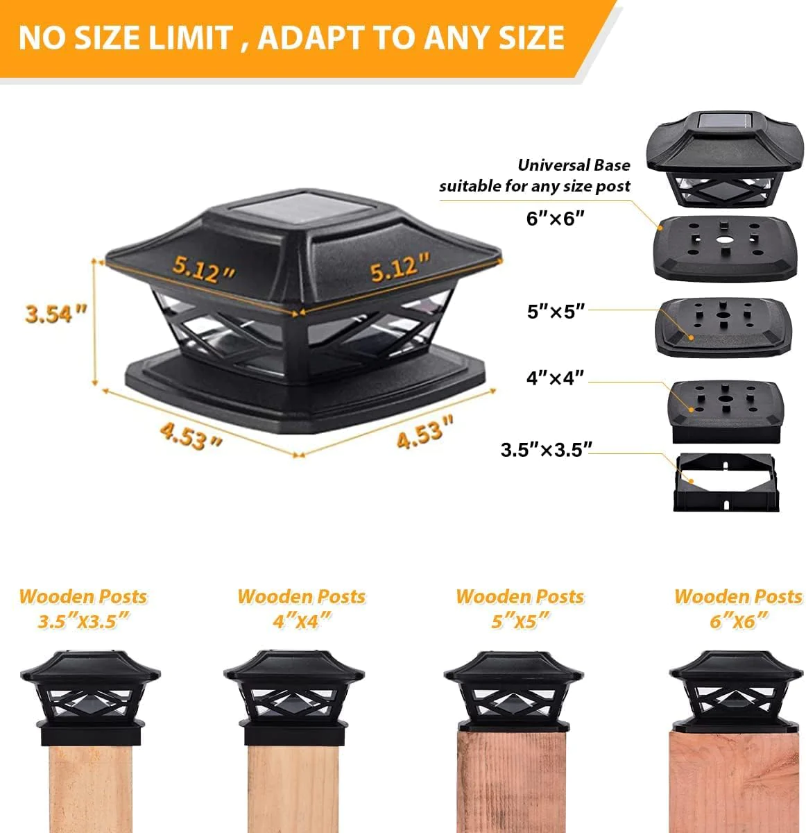 Twinsluxes Solar Post Lights Outdoor 2 Modes Waterproof LED Solar Fence Cap Light for 4x4 5x5 and 6x6 Post in Patio,Deck Walkway and Garde