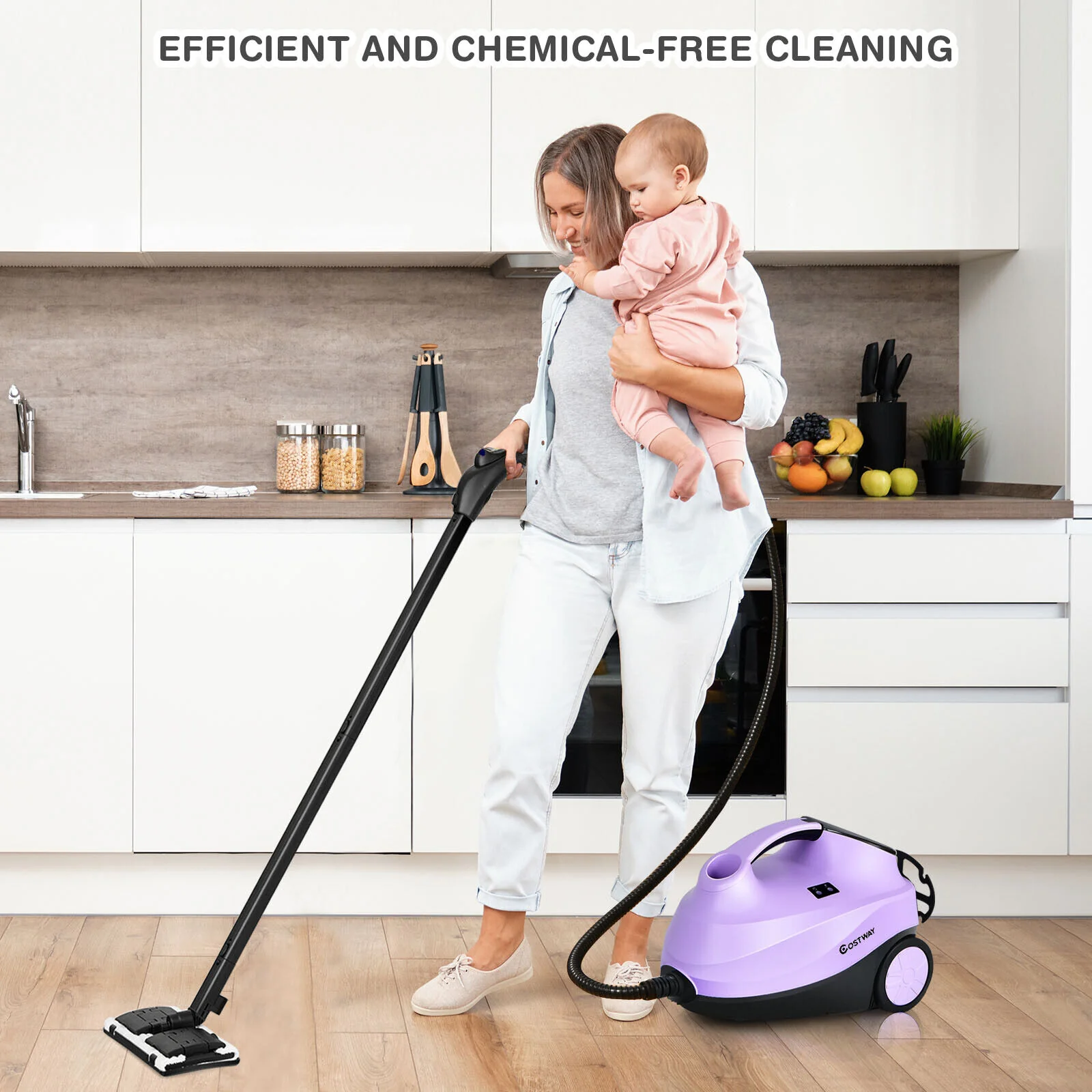 Great Choice Product 2000W Multi-Purpose Heavy Duty Steam Cleaner Mop W/19 Accessories Purple