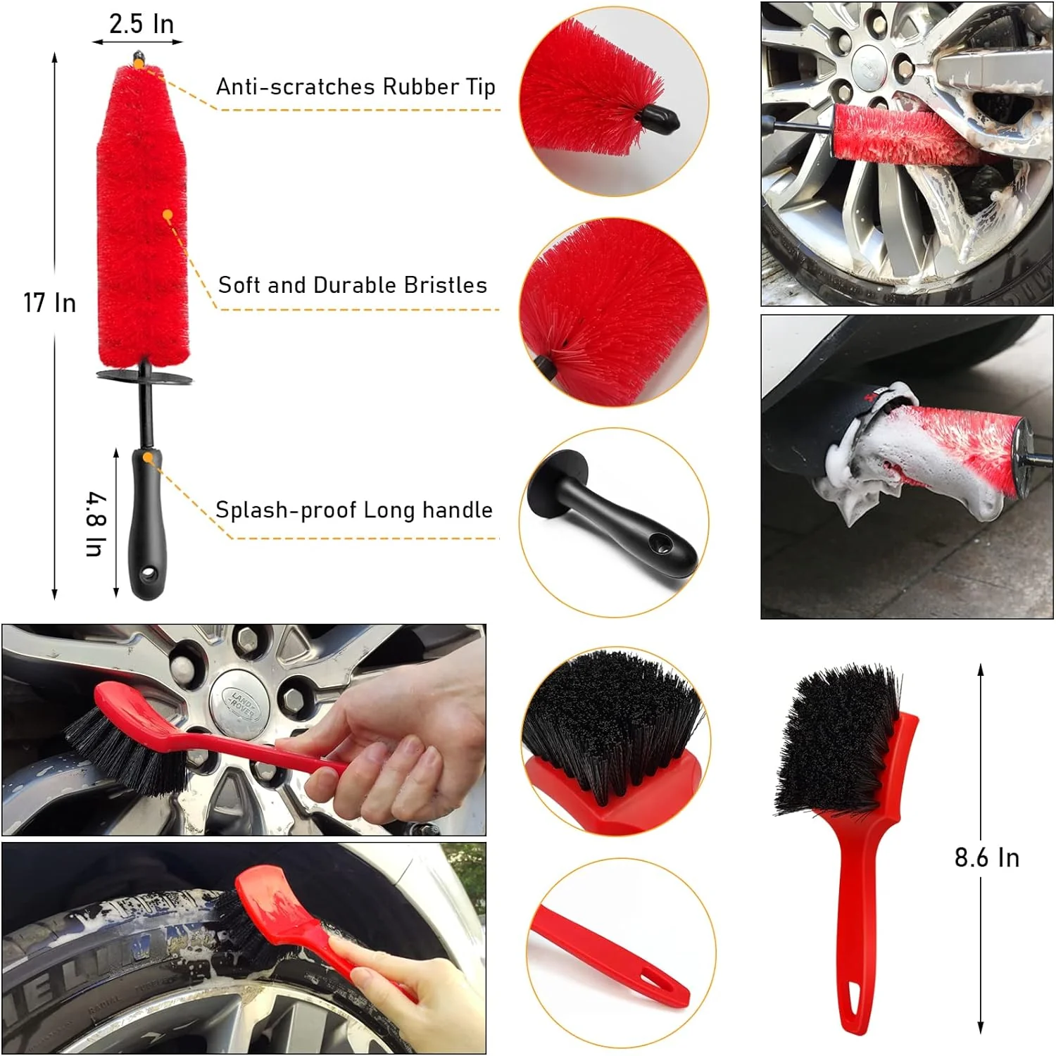 Jaronx 32PCS Car Detailing Brush Kit, Exterior/Interior Detail Kit Car Detailing Set, Auto Car Cleaning Kit (Wheel Tire Brush,Rim Brus