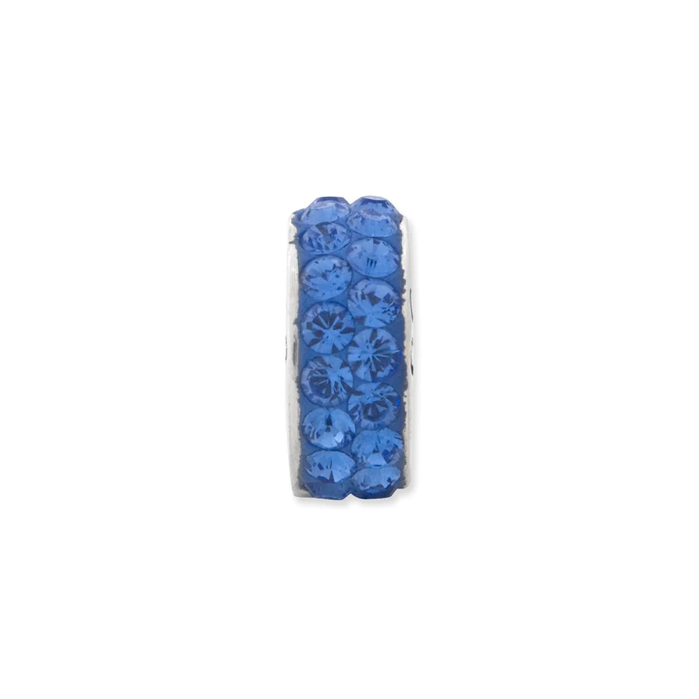 Black Bow Jewelry Company Sterling Silver with Blue Crystals Sept Double Row Bead Charm