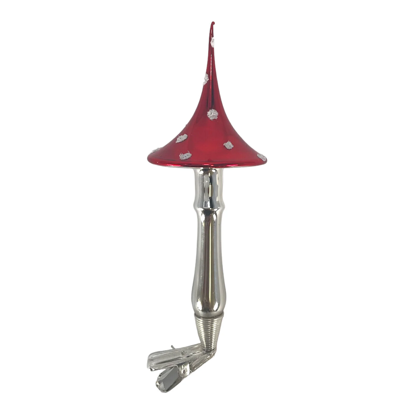 Great Choice Products Red Toadstool Mushroom With Pointed Top German Glass Christmas Ornament 5 Inch