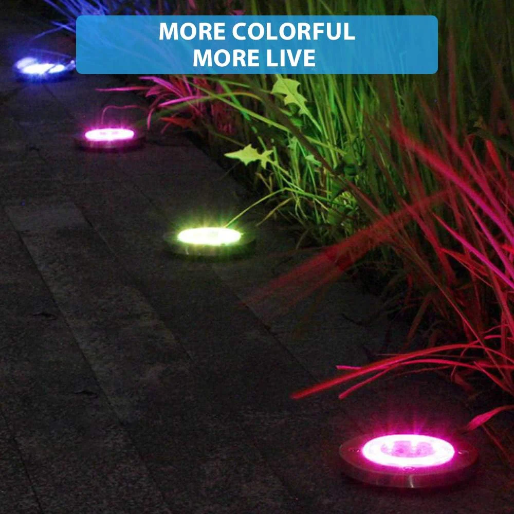 Biling Solar Ground Lights Outdoor with 12 LEDs, Multi-Color Auto-Changing Solar Outdoor Lights Waterproof, Solar Garden Lights for Pa