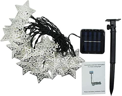 amzstar solar metal string lights 10 leds silver star warm white light for outdoor garden summer party wedding xmas decoratio