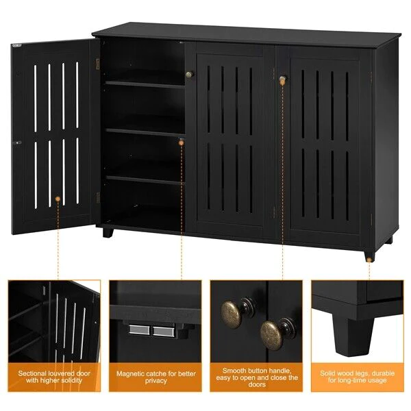 Great Choice Products Shoe Storage Cabinet Shoe Rack With Door 4 Tier Entryway Furniture Black
