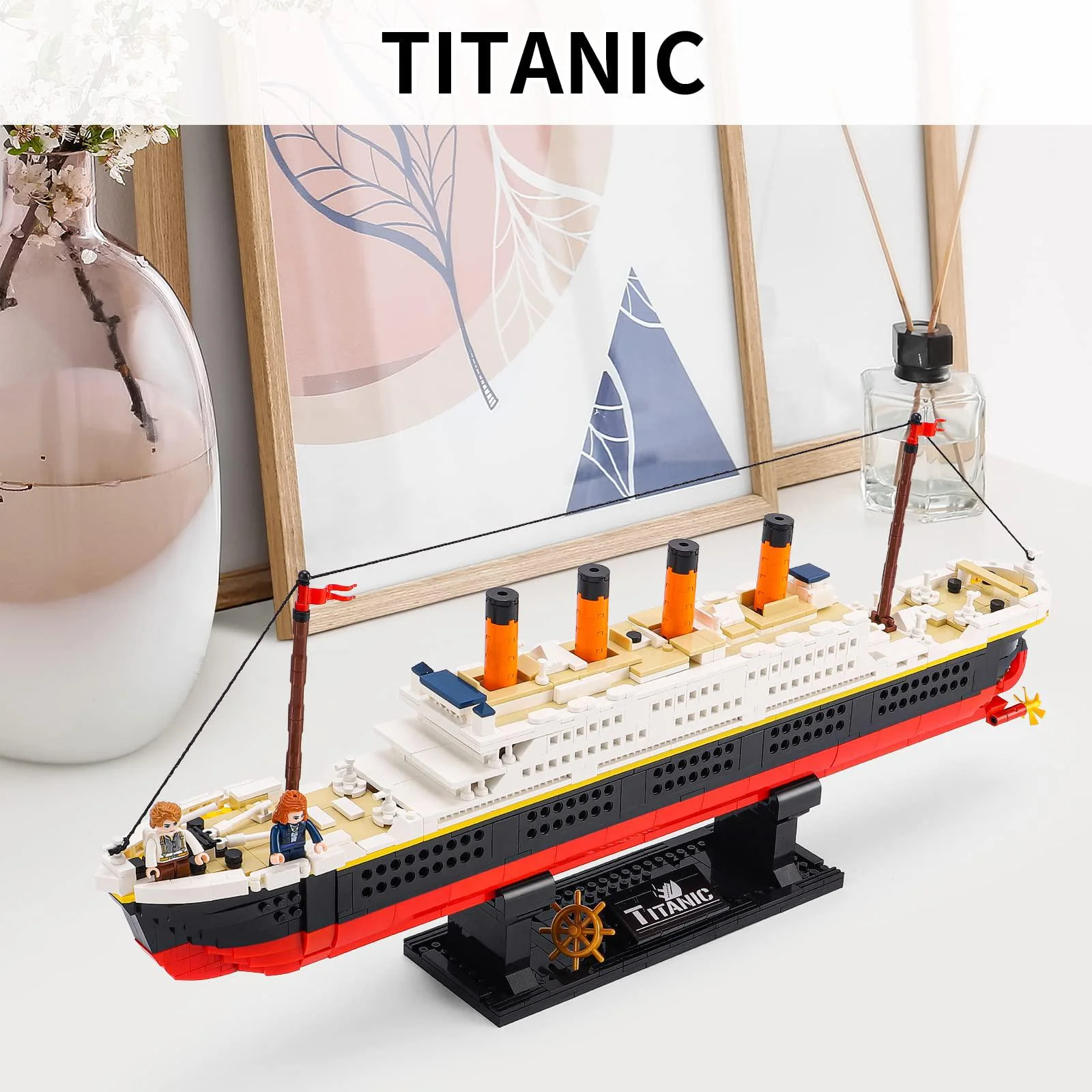 rsdhfly titanic model building blocks set,1288 pieces titanic cruise ship model building set toys,a diy bricks for adults and