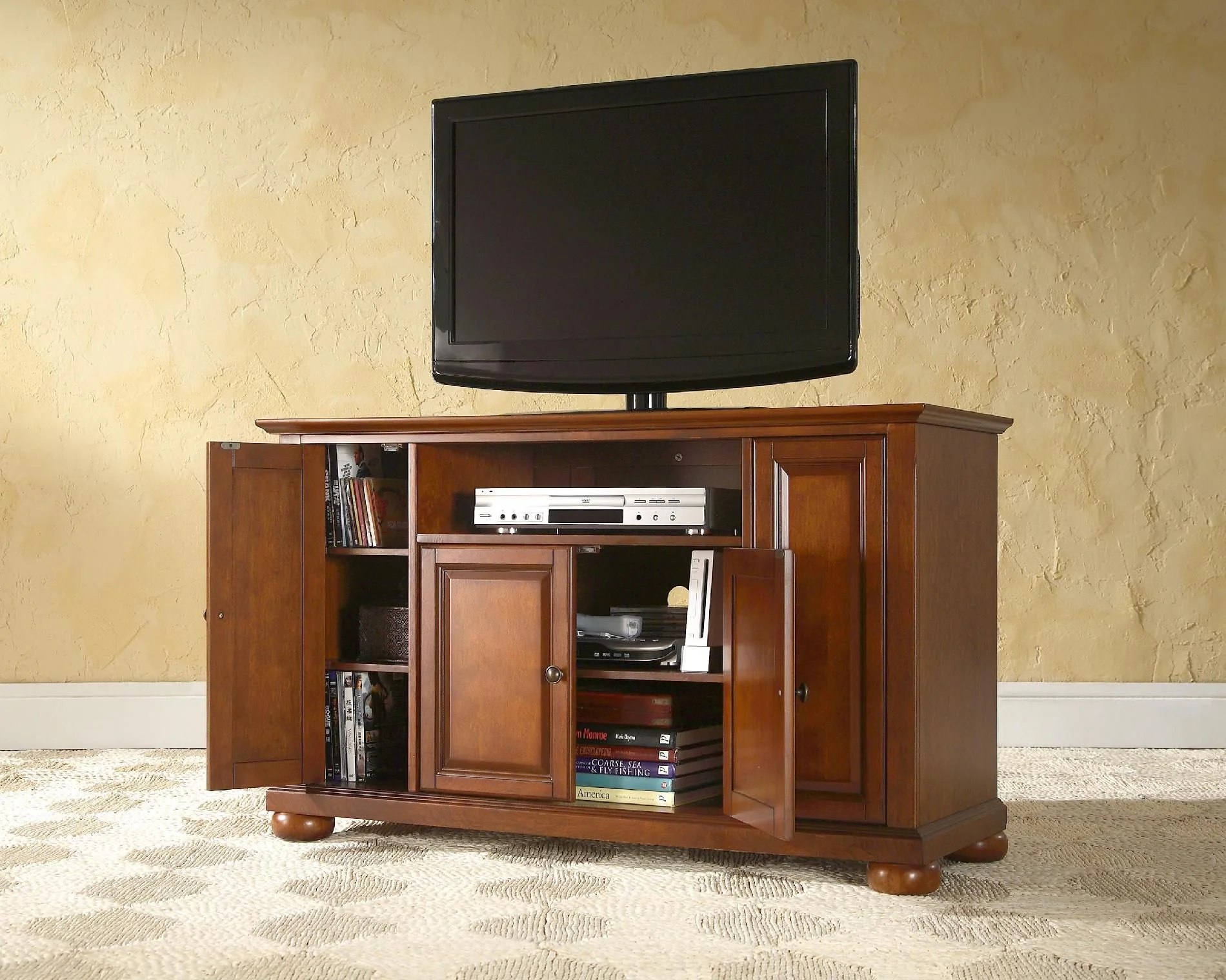 Crosley Furniture Alexandria 48in TV Stand in Classic Cherry