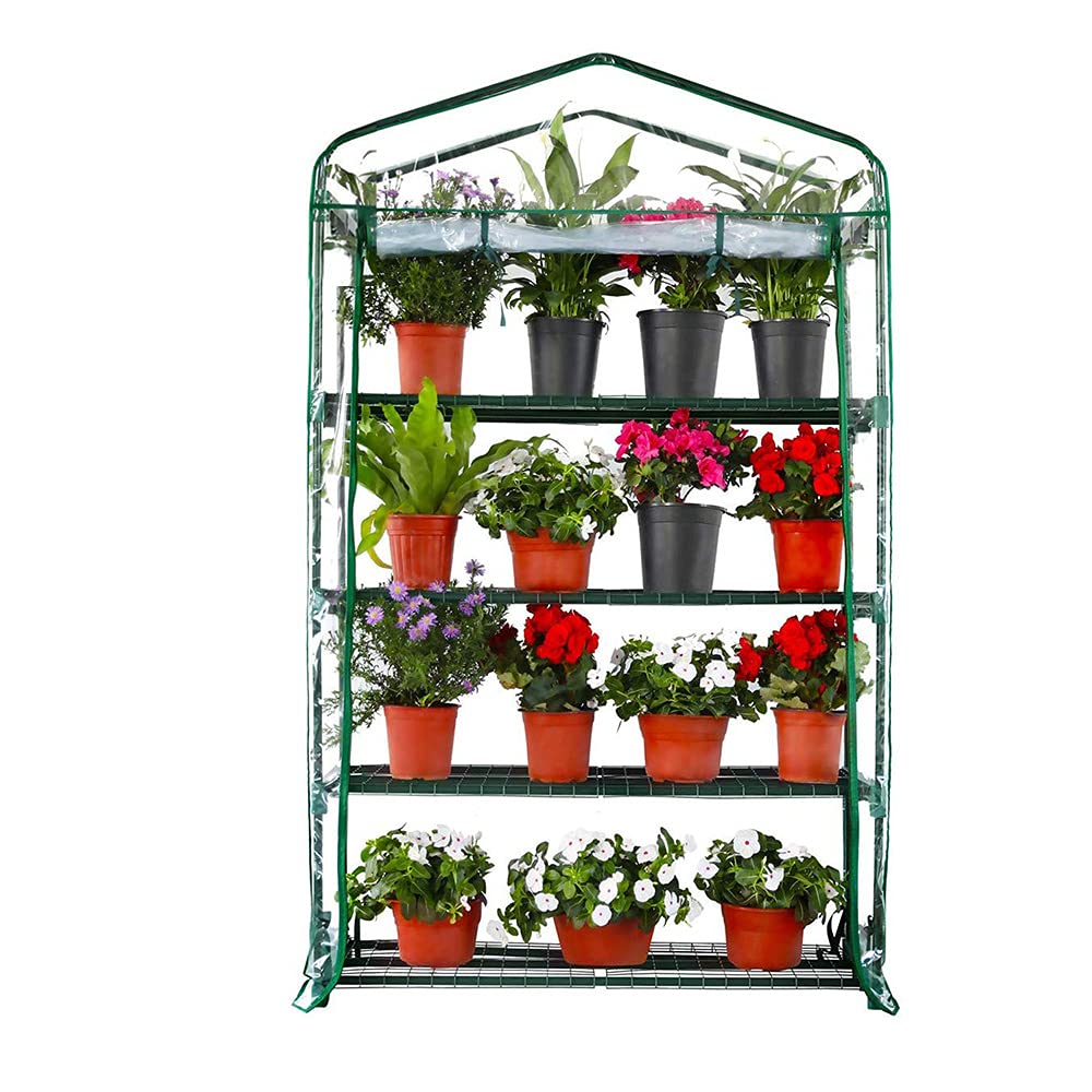 Worth Garden 50% Extra Wide Mini Greenhouses - 63&s;&s; H x 40&s;&s; L x 19&s;&s; W - 4 Tier Portable Plant Tower Green House - Heavy Duty S