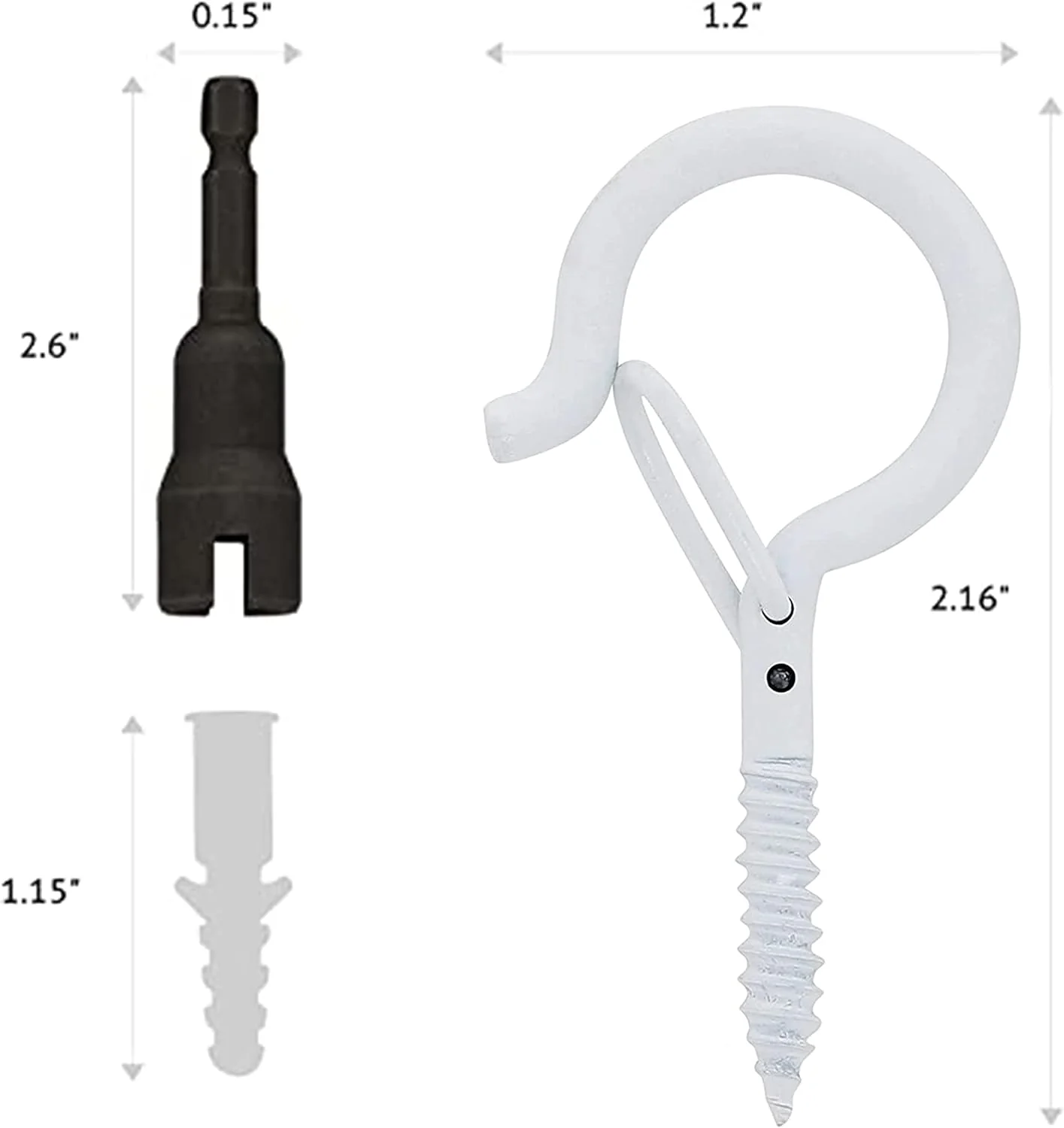 gearhill Q-Hanger Hooks for Hanging Outdoor Lights, Screw Hooks for String Lights, Safety Buckle Design Christmas Light Hooks, Easy Rele