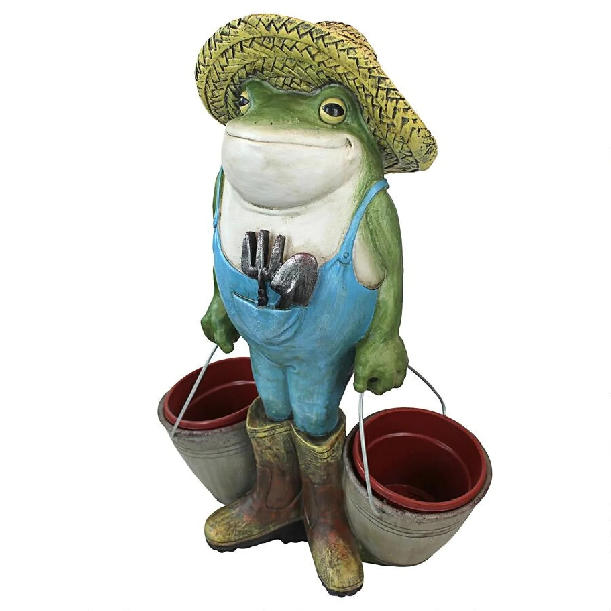 Outdoor Living and Style 17.5 Frog Holding  Flower Buckets Outdoor Garden Statue