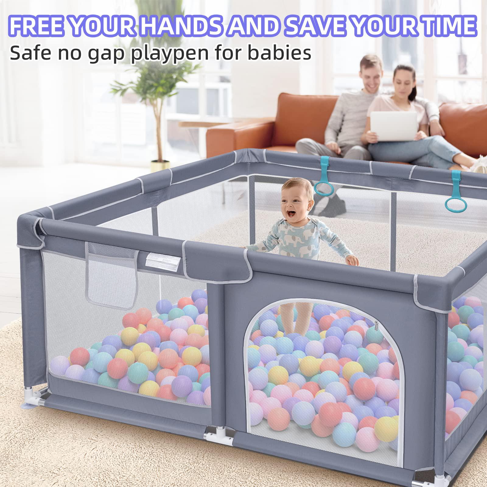 suposeu baby playpen for toddler, 5050 large baby playard, indoor &a; outdoor kids activity center, sturdy safety play yard wit