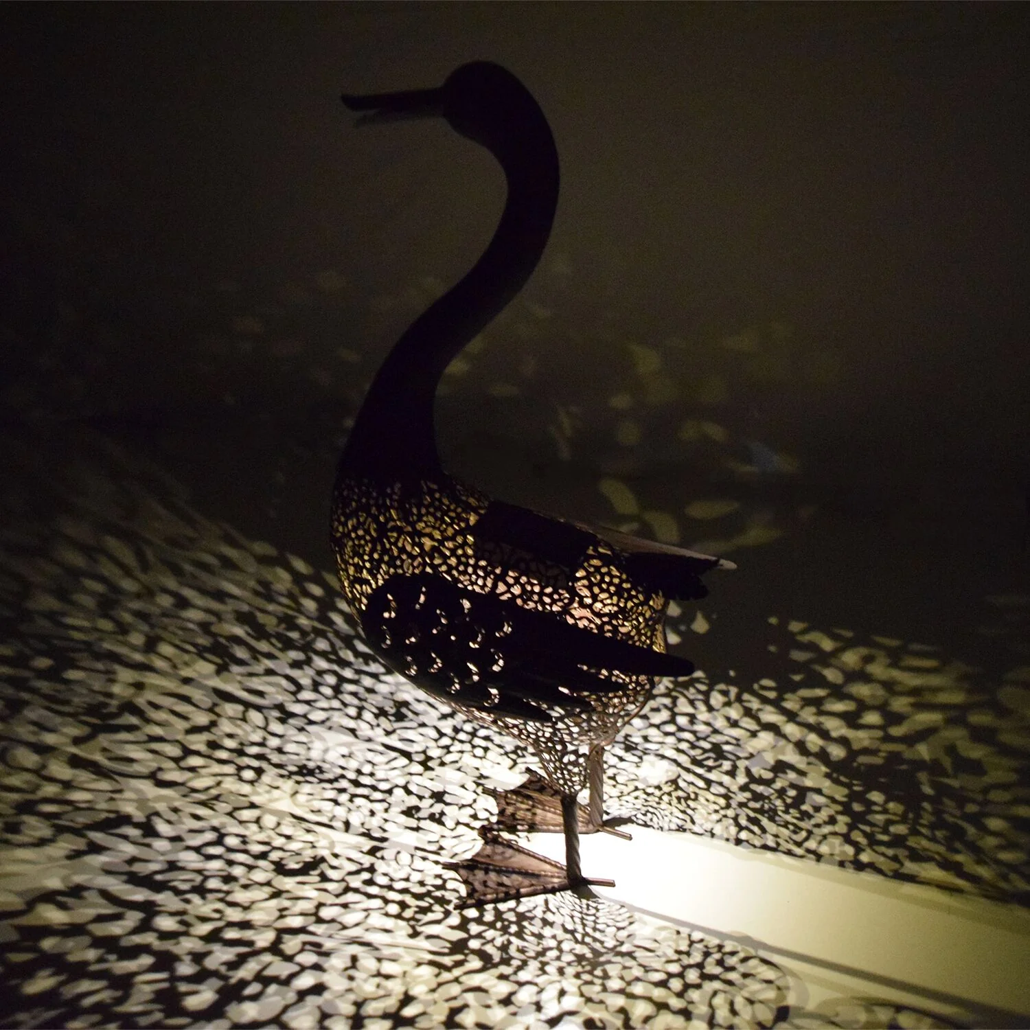 Outdoor Living and Style Set of 4 Brown Solar LED Lighted Duck Outdoor Garden Statues 24