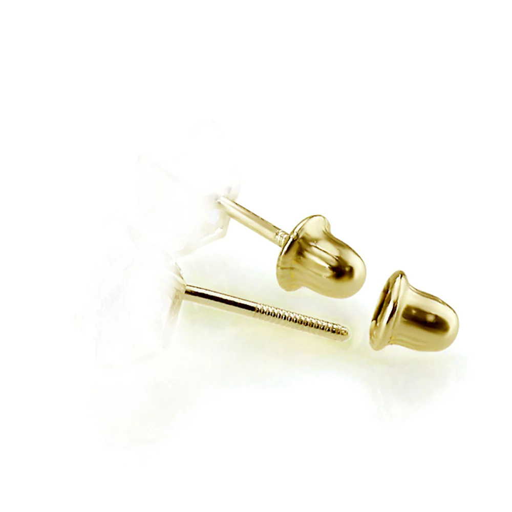 DoubleAccent 14K Yellow Gold Plated Small Cluster CZ Stud Screw Back Earrings For Children &a; Women