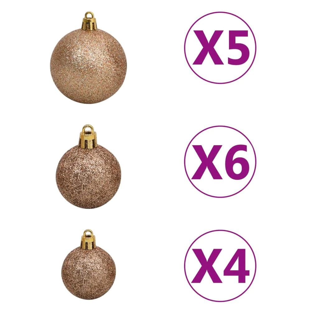 vidaXL Artificial Christmas Tree with LEDs&a;Ball Set Gold 59.1