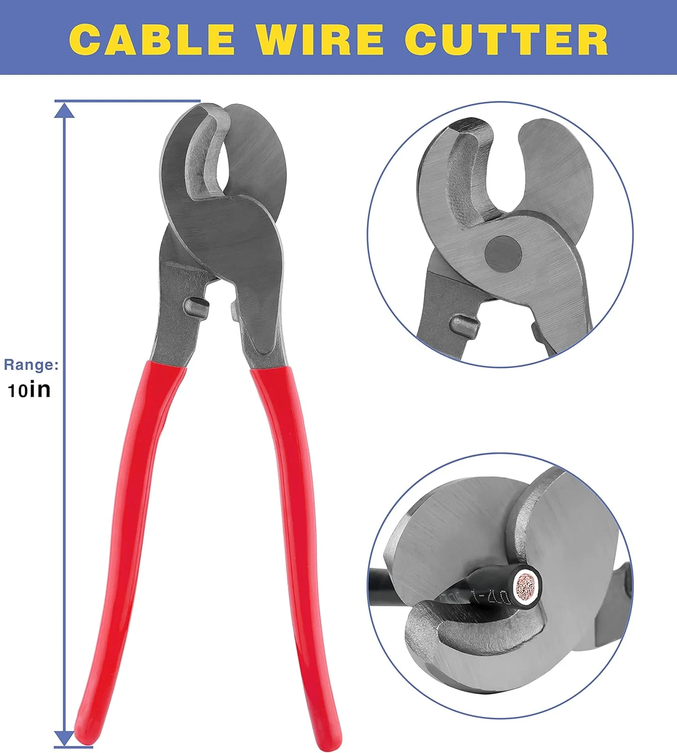 HAISSTRONICA Battery Cable Lug Crimping Tools with Wire Cutter- Wire Crimper Tools-AWG 10 8 6 4 2 1-Battery Terminal Crimper for Heavy Duty