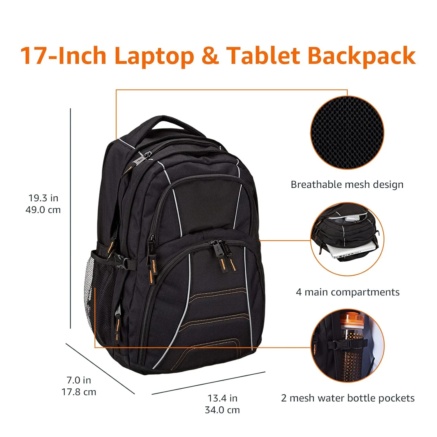 GCP Products Laptop Backpack - Fits Up To 17-Inch Laptops