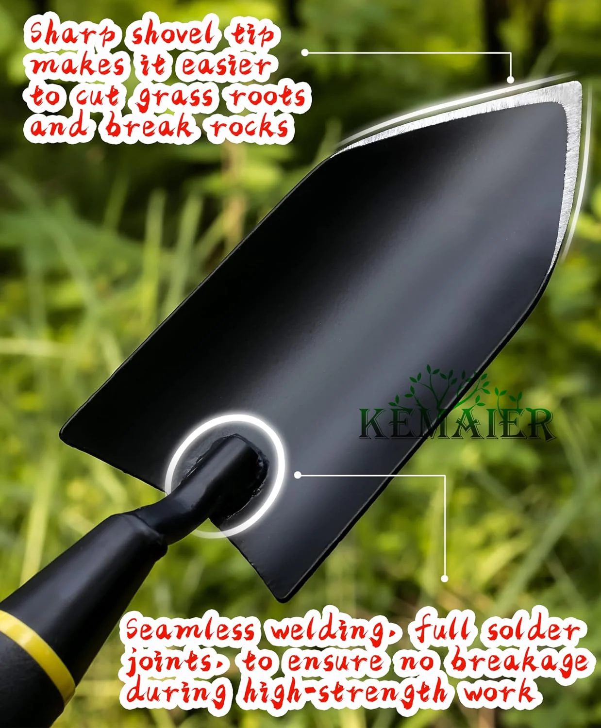 Kemaier Garden Shovel - Heavy Duty Gardening Hand Trowel, Carbon Steel Garden Trowel with Rubberized Handle, Trowel Garden Tool for Dil