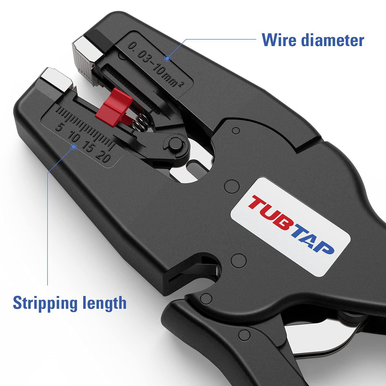 TUBTAP wire stripper automatic, tubtap quick 2 in 1 wire stripper tool [awg 32-7] - self adjusting wire stripper for single-conducto