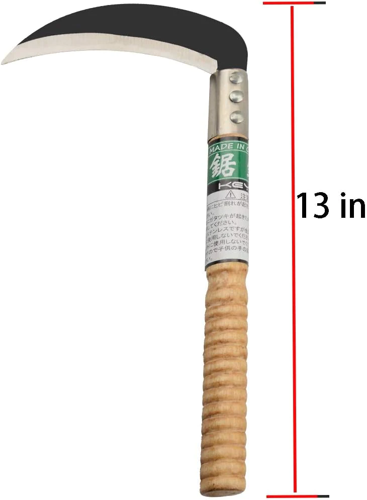 ZELIN Clearing Sickle,Steel Grass Sickle,Manganese Steel Blade/Hardwood Handle Hand held Sickle Tool -Professional Clearing Vines and