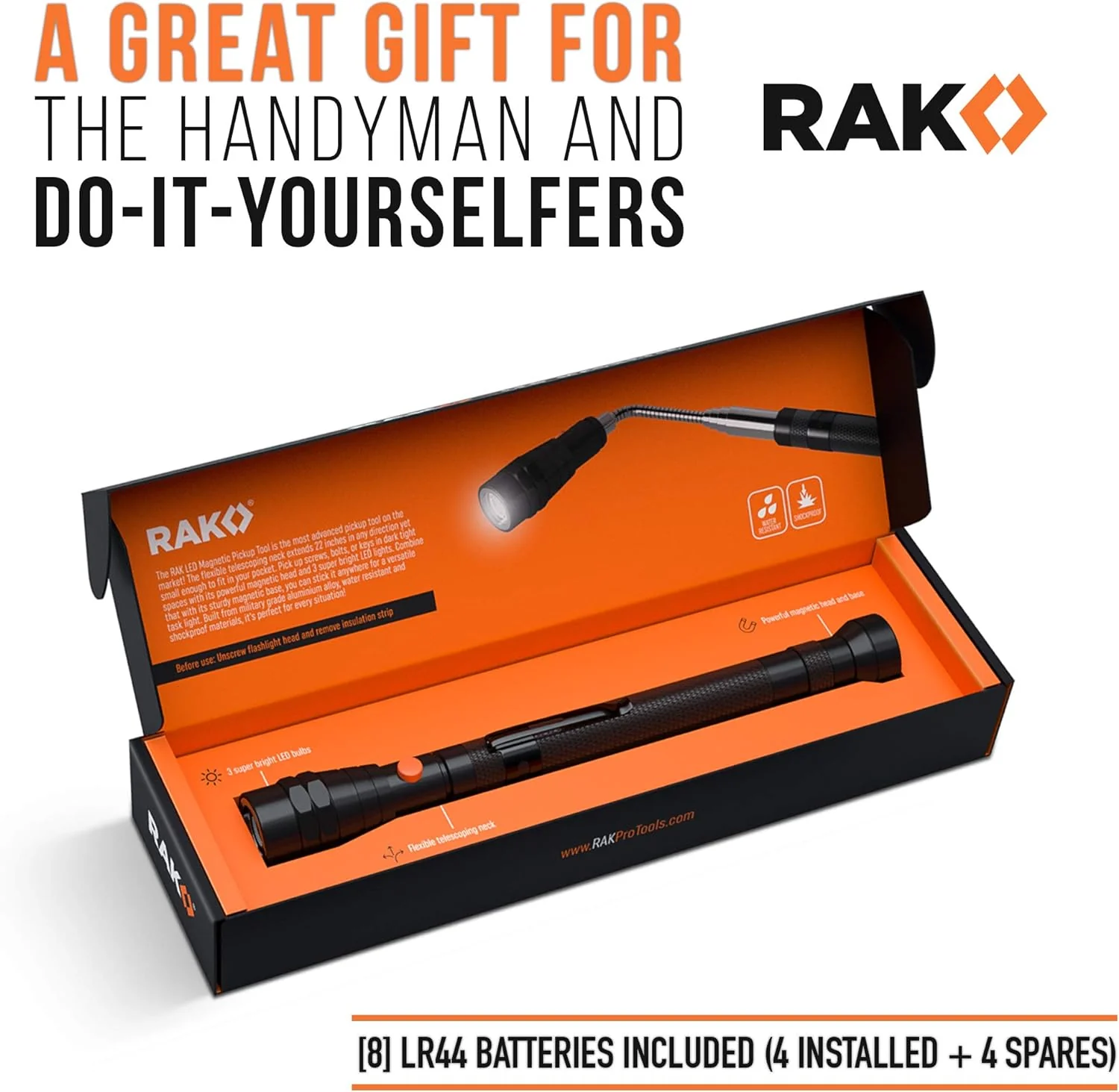 Rak Telescoping Magnetic Pickup Tool - Extendable Magnetic Flashlight - Cool Gadgets for Men Gifts