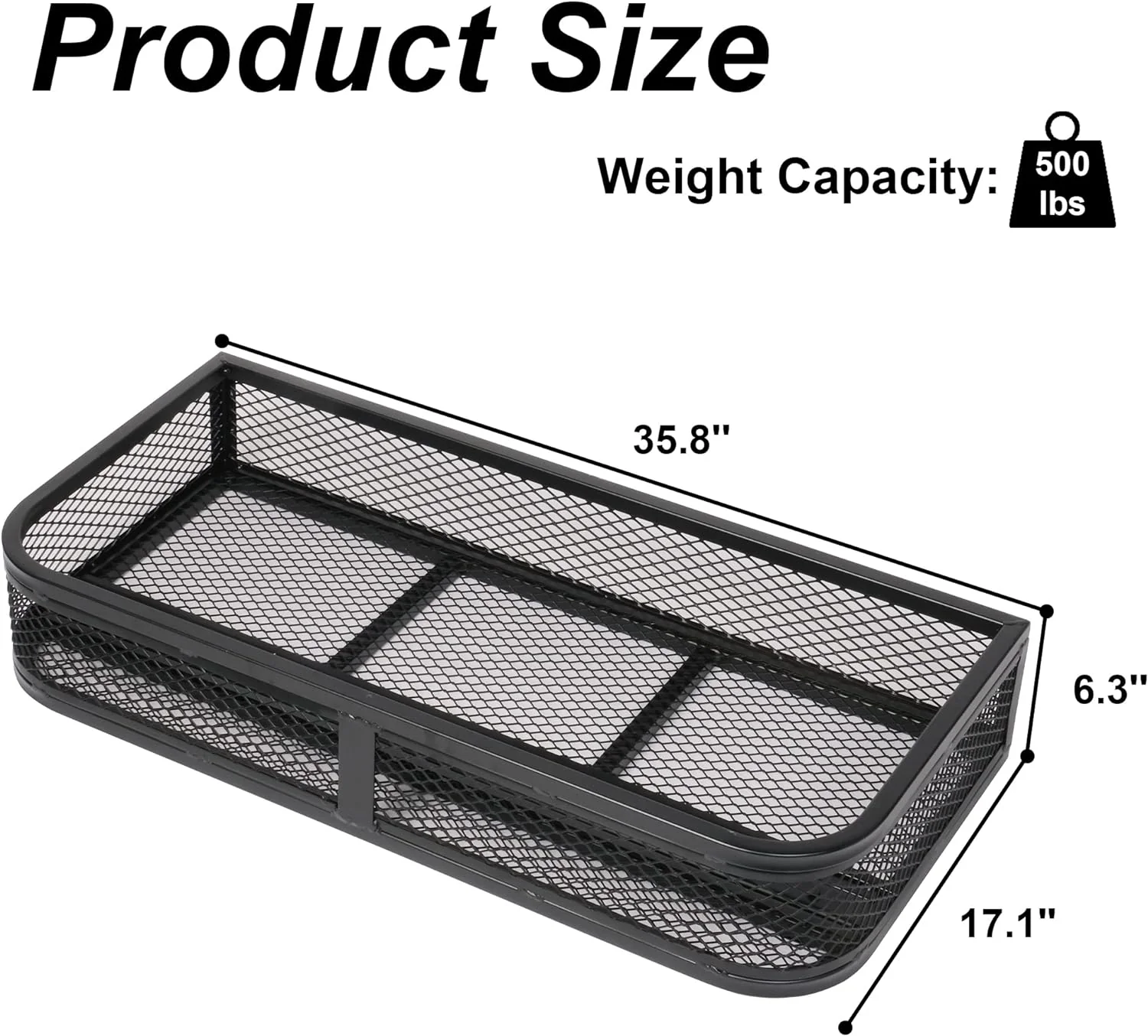 CARSTY 36&s;&s;Lx17&s;&s;Wx6.3&s;&s;H Universal ATV Front Cargo Basket, Luggage Carrier Rack, Accessories for Motorcycle