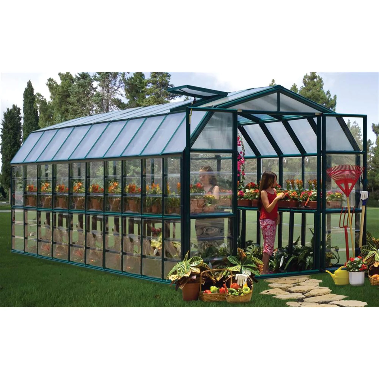 Rion HG7012 8&s; x 20&s; Grand Gardener 2 Greenhouse with Dark Green Finish