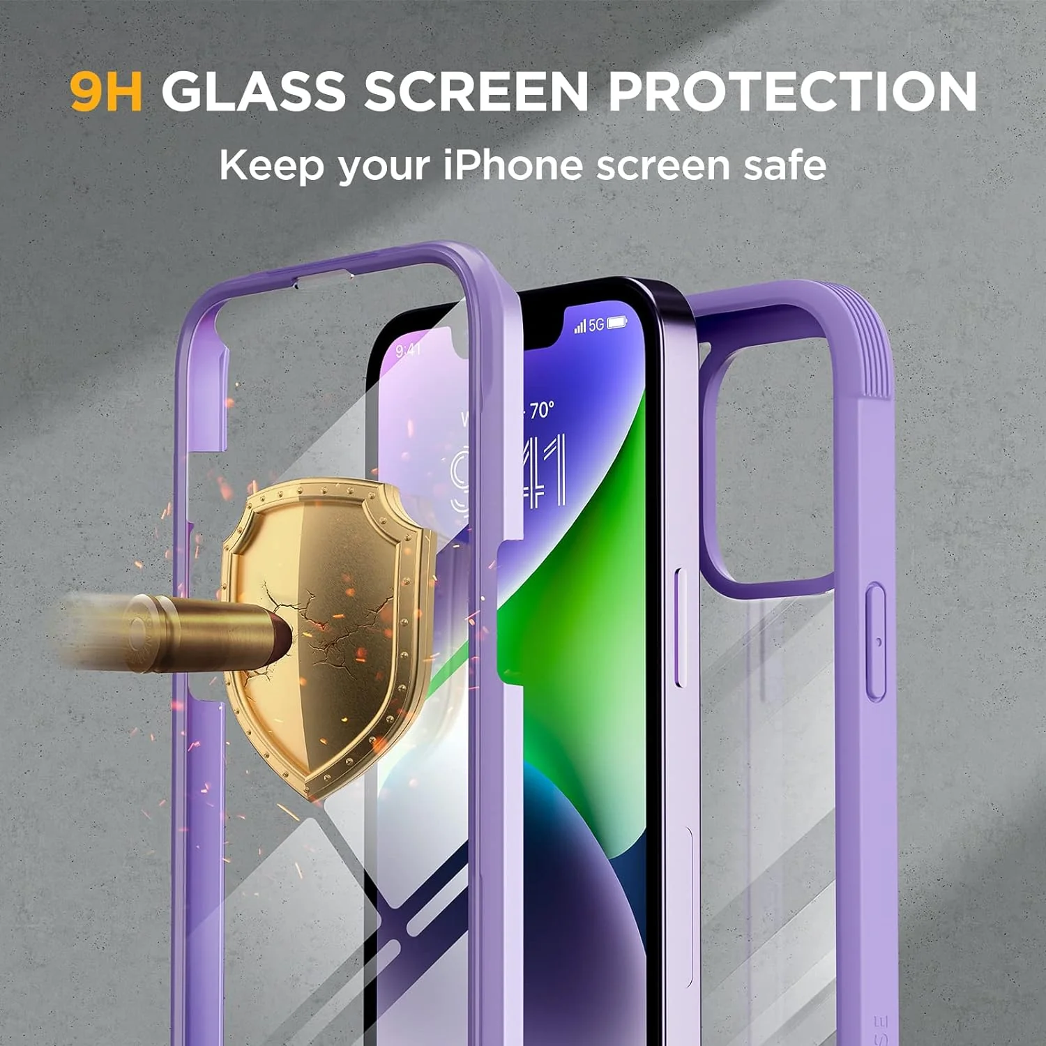 Zell Electronics Zell Glass Series Designed For 6.1 Inch, 2023 Upgrade Full-Body Clear Bumper Case With Built-In 9H Tempered Glass Screen Prot…