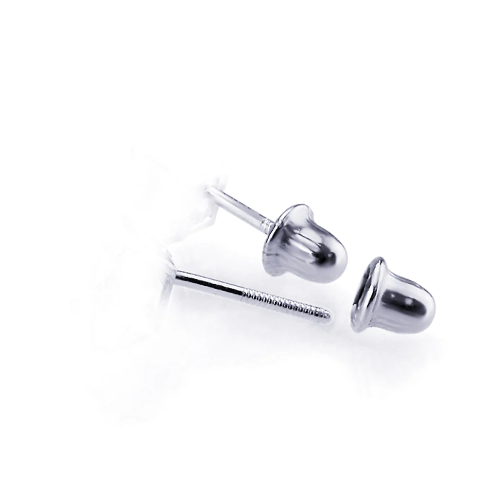 DoubleAccent 14K White Gold Plated Sterling Silver Heart CZ Stud Screw Back Earrings For Children &a; Women