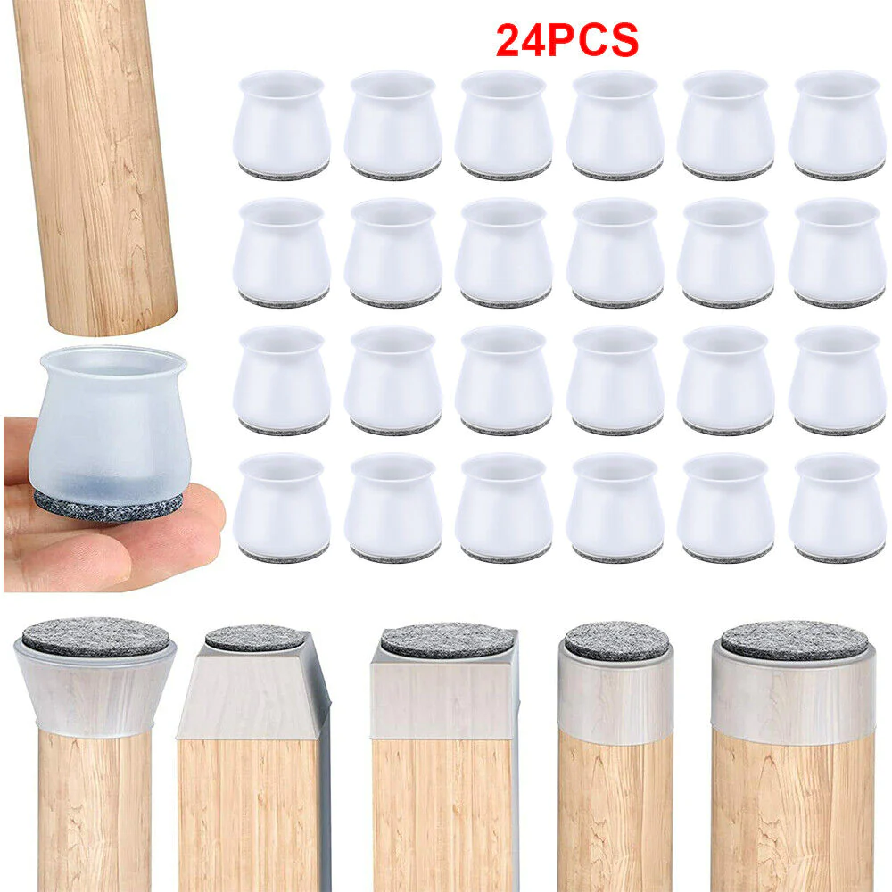 Great Choice Products 24Pcs Chair Leg Protectors Silicone Furniture Pads Noise Reduction And Anti-Slip