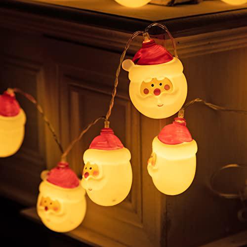 aoliy christmas santa head light , 20 led light 10 feet battery operated xmas tree string lights, home garden party indoor ou