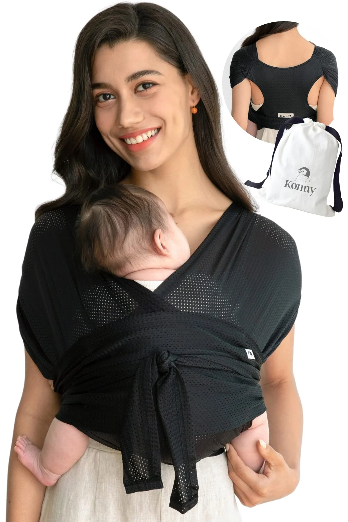 Konny Baby carrier Summer - custom Fit Air-Mesh carrier, Hassle-Free, Easy to Wear Infant Sling Wrap, Perfect for Newbor