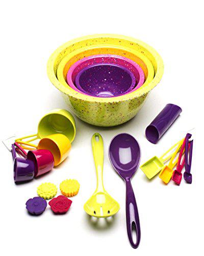 Zak! Designs zak designs for prepping and serving food, made with durable melamine mixing set, nesting bowls for space saving storage, 4 p