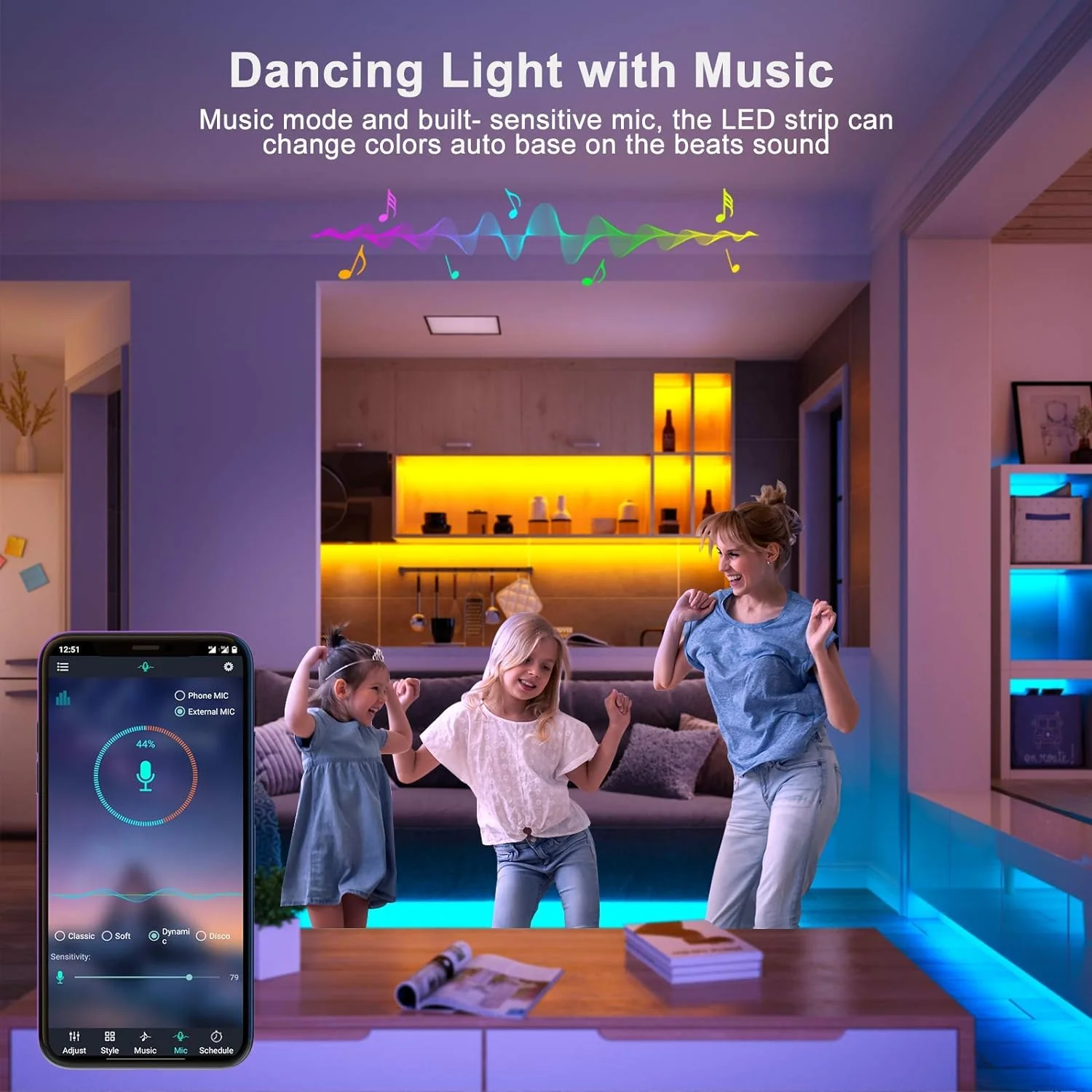 Bonve Pet 100ft Led Lights for Bedroom,Music Sync Color Changing LED Lights with Remote and App Control 5050 RGB LED Strip Lights, LED Li