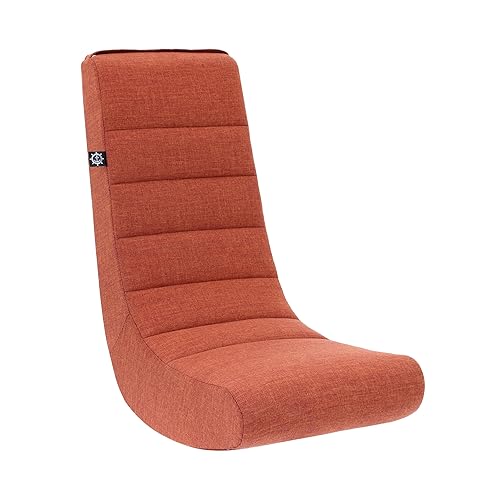 The Crew Furniture Classic Video Rocker Floor Gaming Chair, Kids and Teens, Home Dècor Polyester Linen, Retro Orange