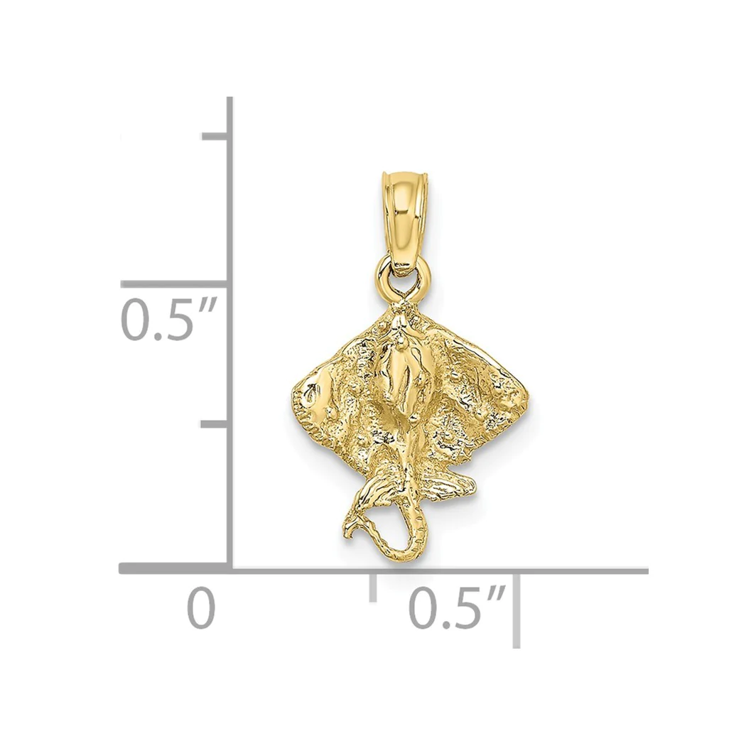 Jewelryweb 11mm 10k Stingray Charm