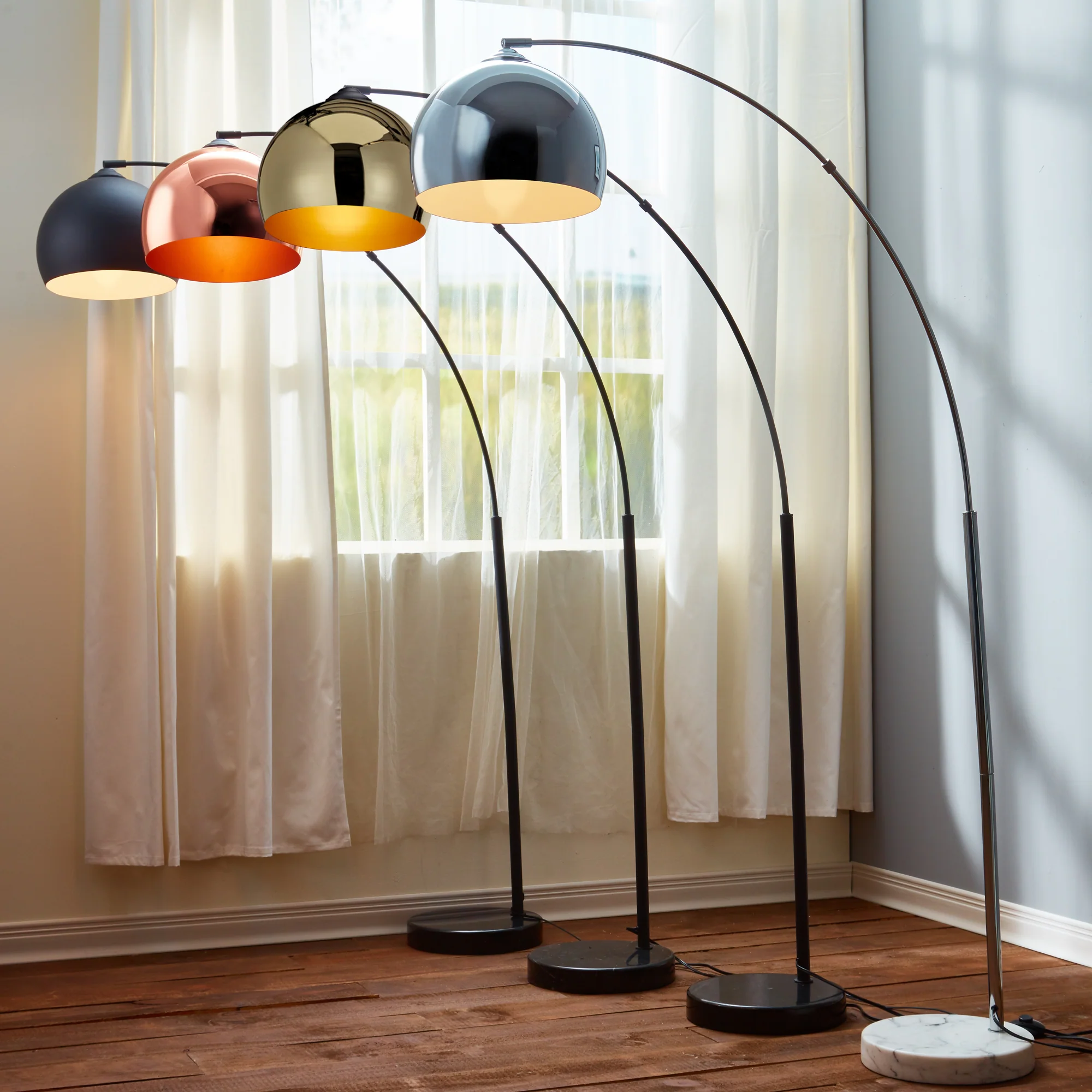 Teamson Home Curved Arquer Floor Lamp Copper Shade by Teamson Home Modern Lighting VN-L00011