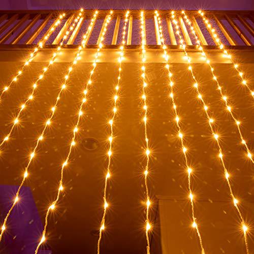 awq 300 led 6.6ft x 9.8ft window curtain string light window fairy lights 8 modes for christmas wedding home garden bedroom o