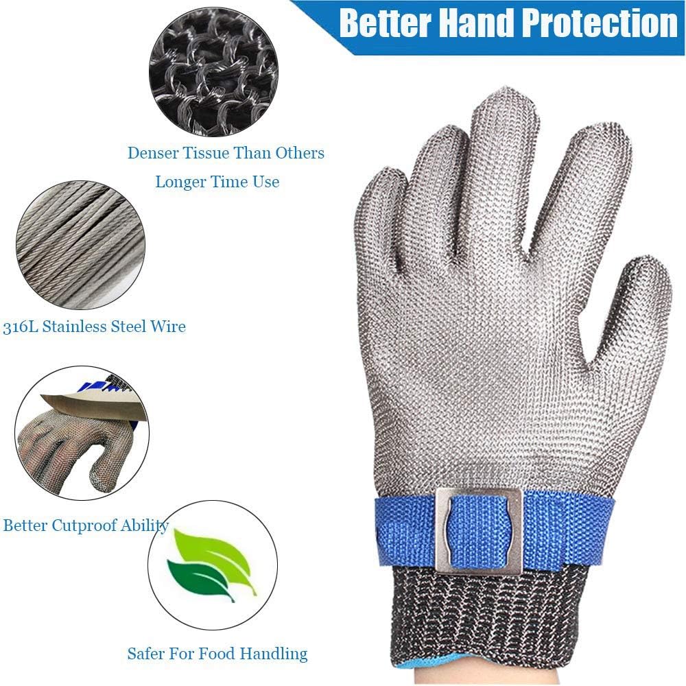 Generic Schwer Cut Resistant Glove-Stainless Steel Wire Metal Mesh Butcher Safety Work Glove Level 9 Food Grade for Kitchen Cooking, Me