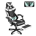 Soontrans White Gaming Chairs with Footrest, Video Game Chairs for Adults Teens,Ergonomic Gamer Chair with Headrest, Lumbar Supp