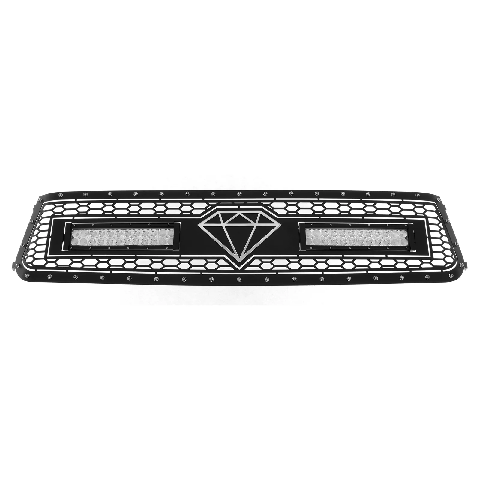 APS Fits 2014-2017 Toyota Tundra Upper Stainless Black Mesh with LED Grille Insert