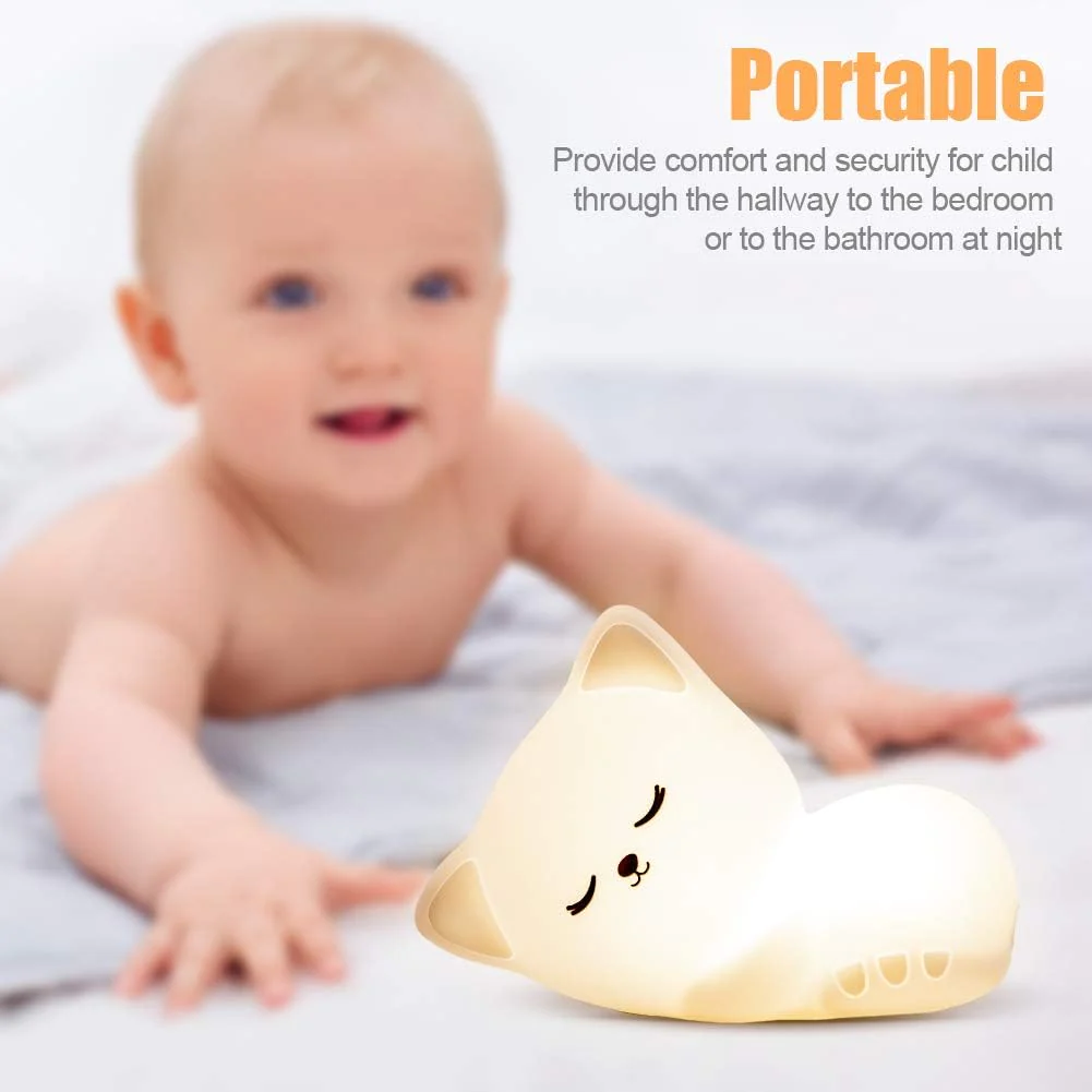 Mubarek Cute Kitty Kids Night Light, Cat Kawaii Birthday Gifts Room Decor Bedroom Decorations for Baby Toddler Teens Girls Boys Childre