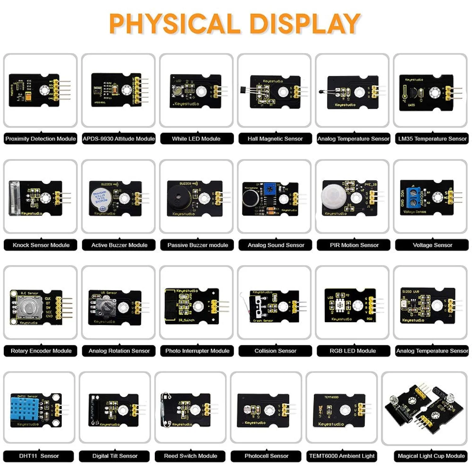 GCP Products 48 Sensors Modules Starter Kit For Arduino With Lcd, 5V Relay, Ir Receiver, Led Modules, Servo Motor, Temperture, Gas Sensor,…