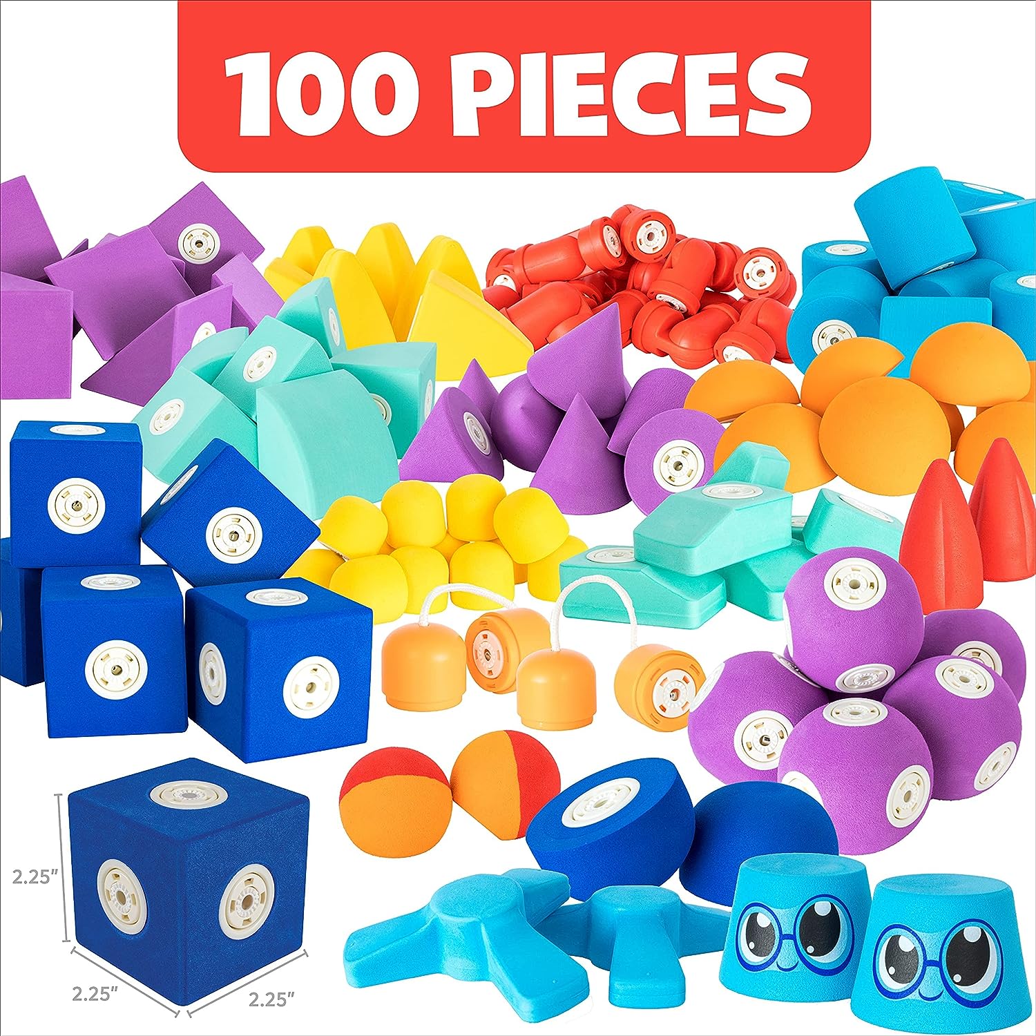 Discover with Dr. Cool Blockaroo Magnetic Foam Building Blocks 100 Piece Set with Toy Chest