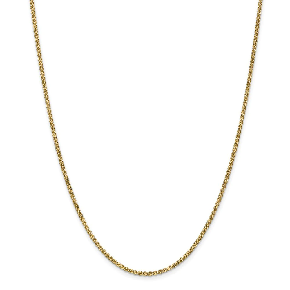 Jewelryweb 14k Yellow Gold 2.00mm Spiga Chain Necklace - 14 Inch