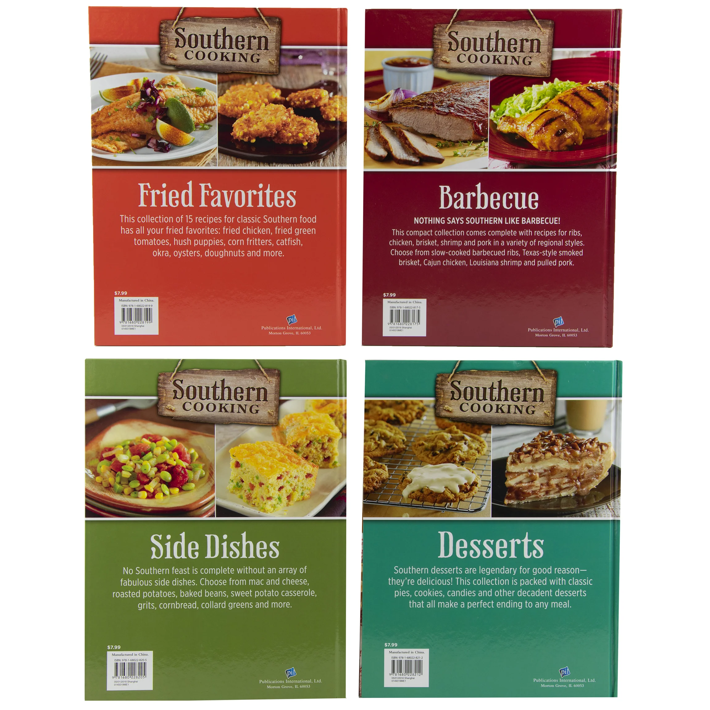 Publications International, Ltd. Southern Cooking Barbecue, Fried Favorites, Side Dishes &a; Desserts Cookbook Set